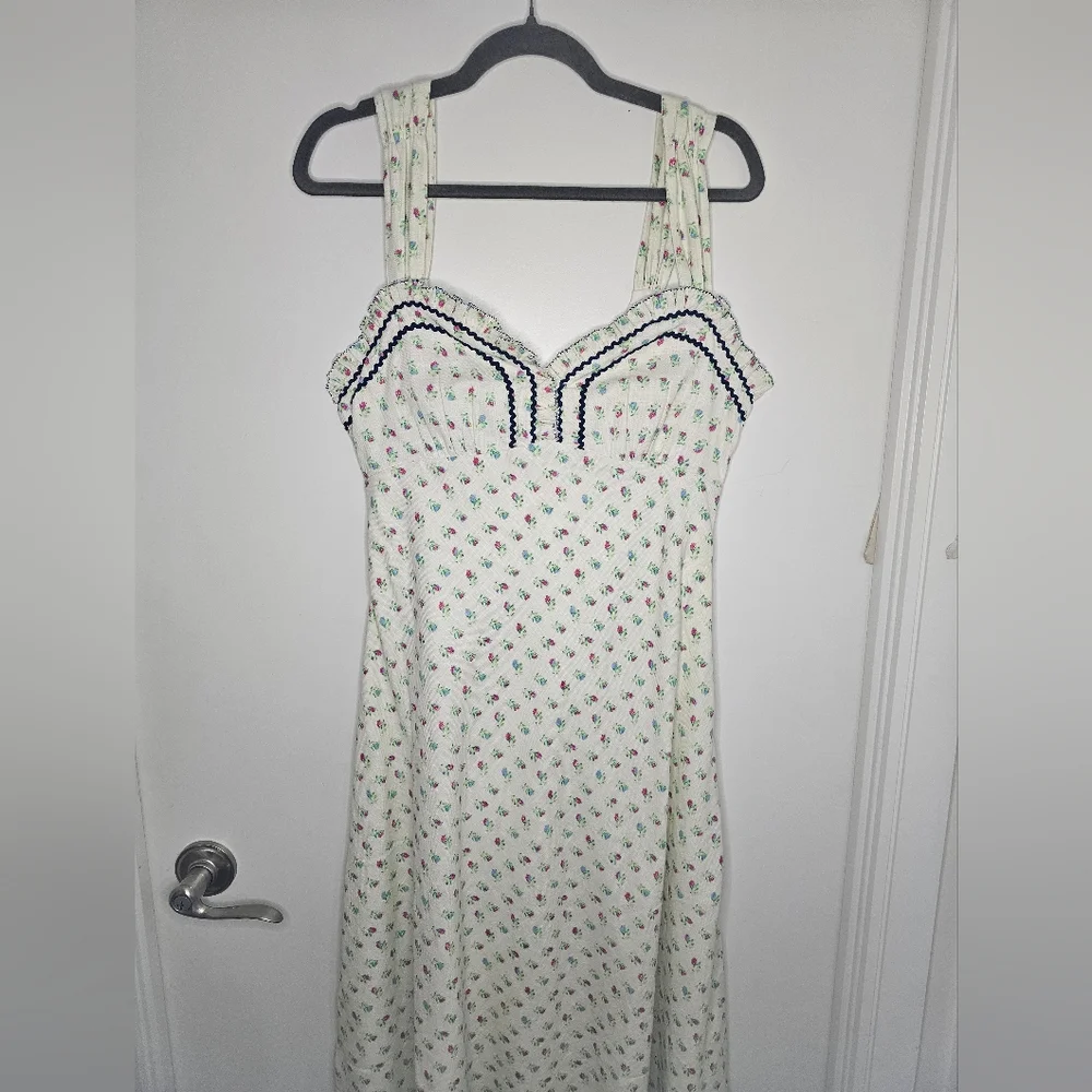 NWT FREE PEOPLE -Sz S- Sweet Hearts Midi Dress in Ivory Combo - Picture 10 of 16